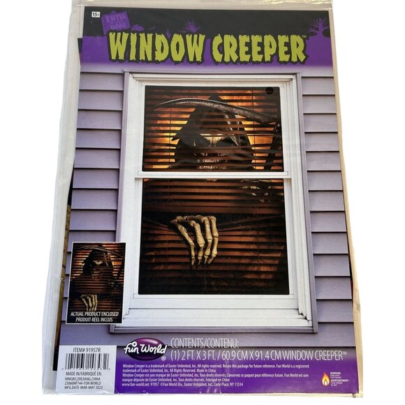 Spooky Grim Reaper Window Creeper Poster Halloween Decoration 24"x36" NEW - Picture 1 of 4